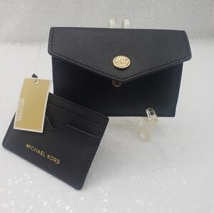Michael Kors Small Black Saffiano Leather 3 in 1 Card Case Accessory